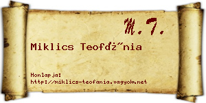 Miklics Teofánia névjegykártya