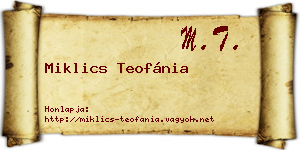 Miklics Teofánia névjegykártya